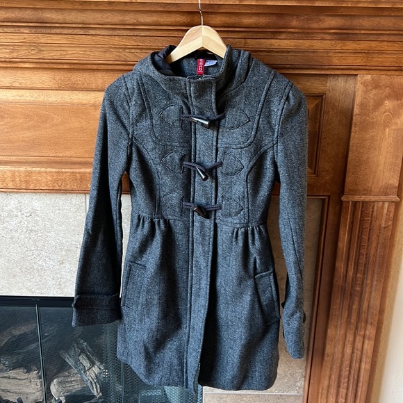 H And M Womens Tweed Coat With Hood 